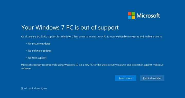 Finaliza Soporte Microsoft Windows 7
